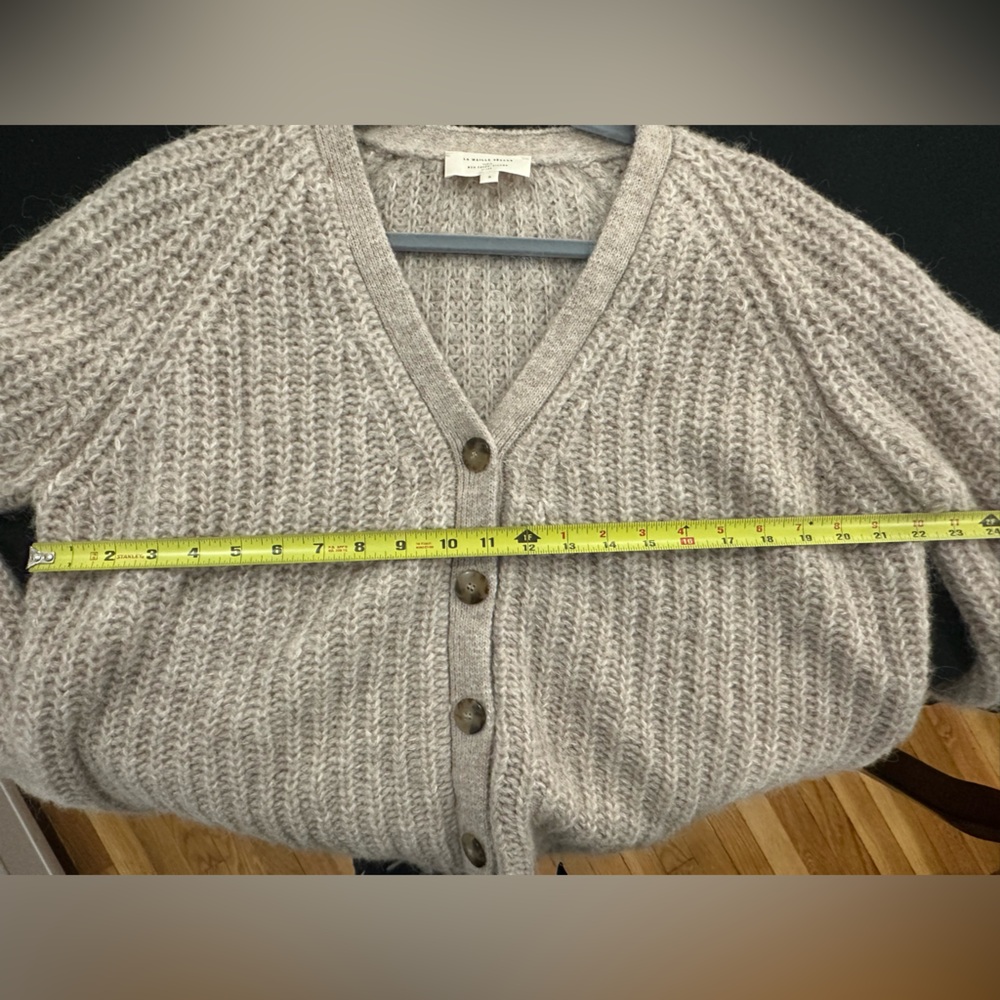 Sezane Basile Neutral Taupe Button-Front Knit Cardigan - Picture 3 of 6